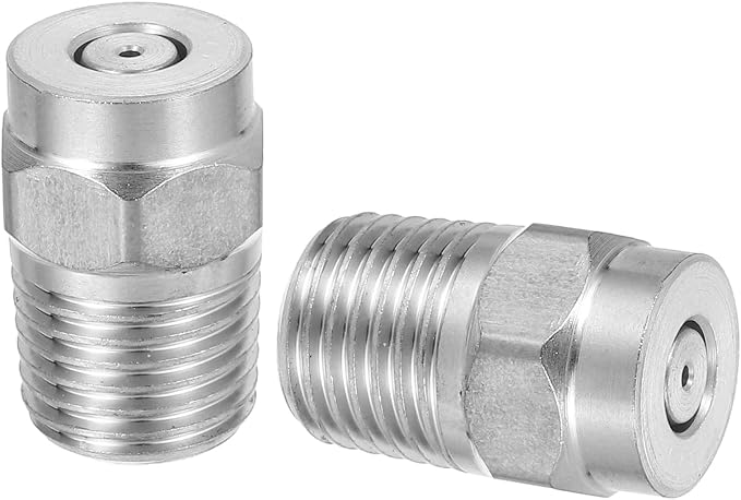 uxcell 2Pcs Pressure Washer Nozzle, Stainless Steel Thread Nozzles Tips, Universal Replacement for Undercarriage Cleaner Water Broom, 1/4 Inch NPT Male, 0 Degree 035 Orifice