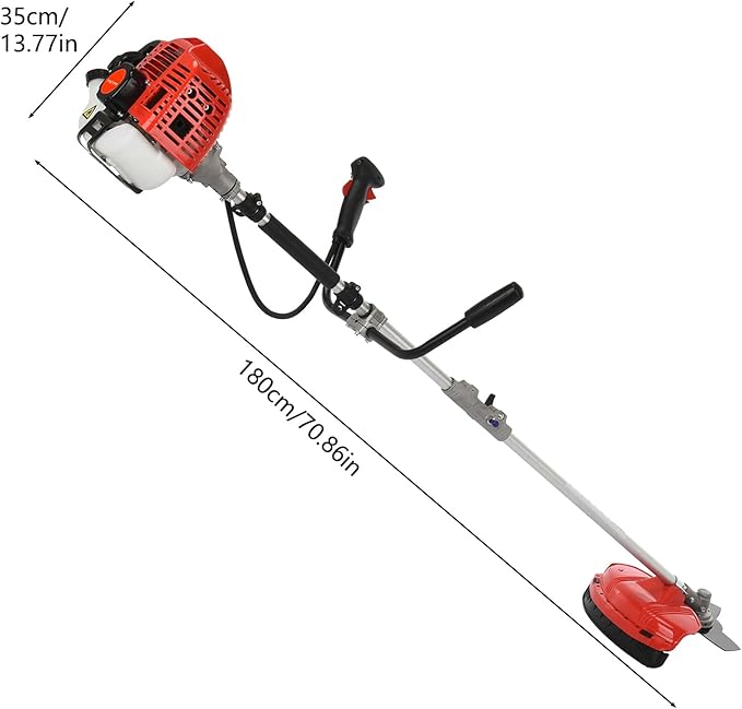 cdar 52cc Gas Weed Eater, 2 in 1 Gas Weed Trimmer with 3-Tooth Blade ＆ String Head, 2-Stroke Side-Mounted Weed Wacker Gas Powered, Multi Gas String Trimmer Brush Cutter for Yard Garden Lawn Red