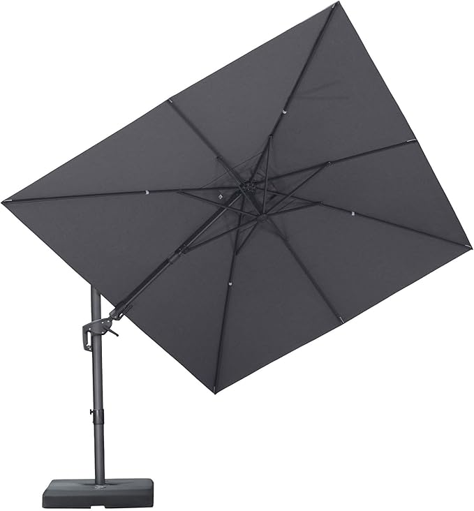 PURPLE LEAF 9' X 12' Left-right Tilting Outdoor Patio Umbrella Swivel Offset Cantilever Heavy Duty Rectangle Aluminum Umbrella with UV Resistant for Deck Pool Patio Backyard, Graphite Grey