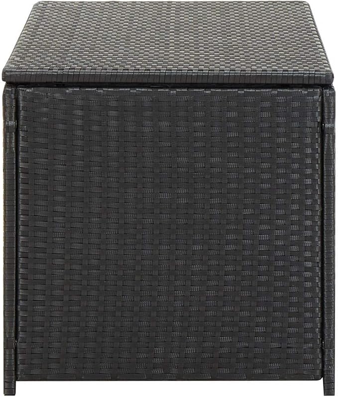 Garden Storage Box Indoor/Outdoor Storage Container and Gardening Tools - Store Items on Patio, Garage, Yard.Poly Rattan 39.3"x19.6"x19.6" Black