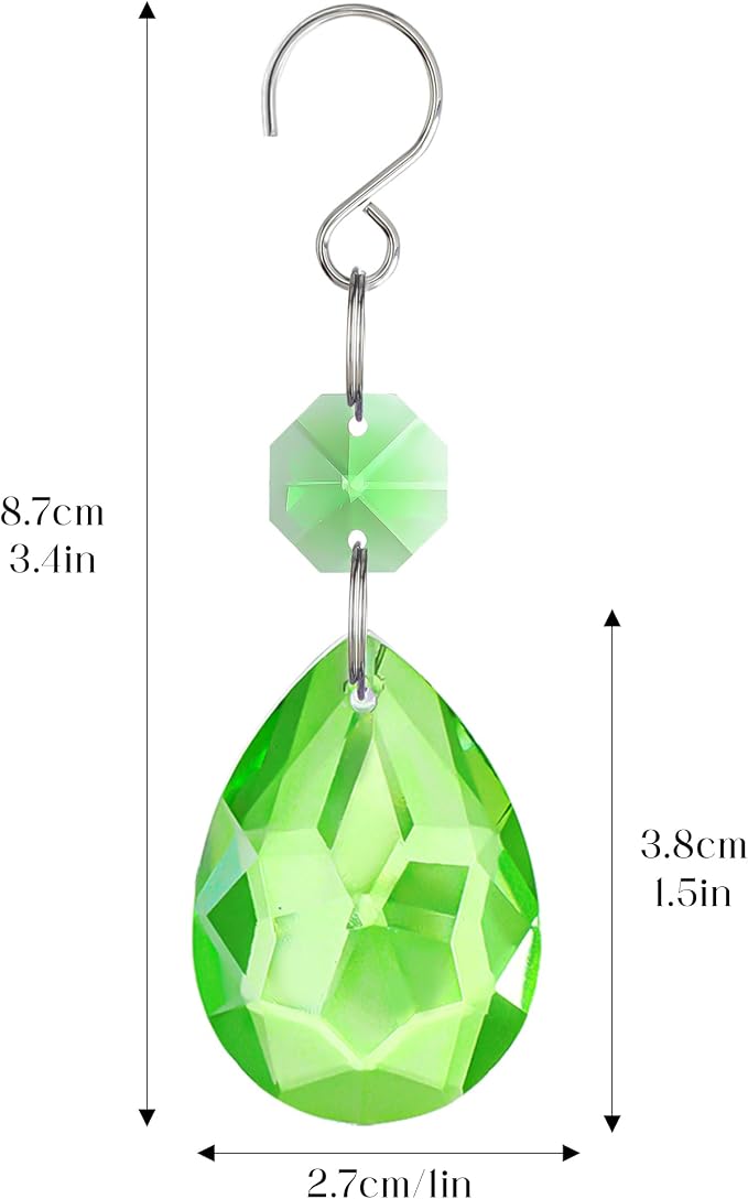 10 Pcs Green Crystal Bauhinia Suncatcher Prisms Chandelier Window Decor | Green Crystal Bauhinia Prisms Suncatcher Pendants 3 Inch Chandelier Beads Replacement Hanging for Window Garden Wedding Decor