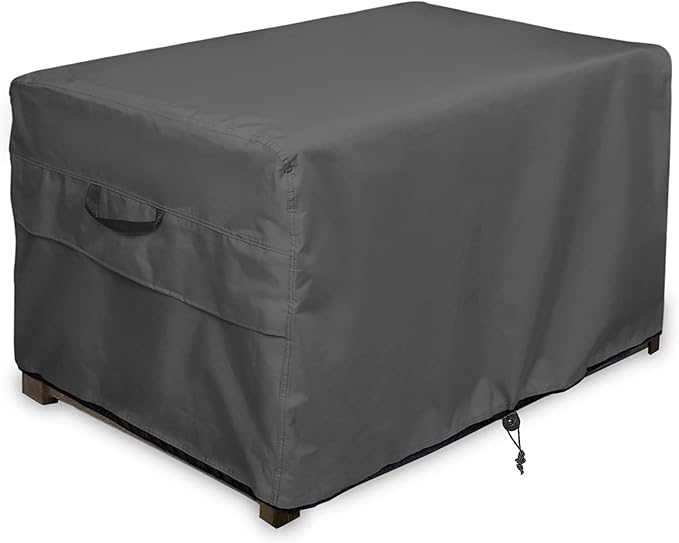 ULTCOVER Patio Deck Box Storage Bench Cover - Waterproof Outdoor Rectangular Fire Pit Table Cover 54 x 28 inch, Black