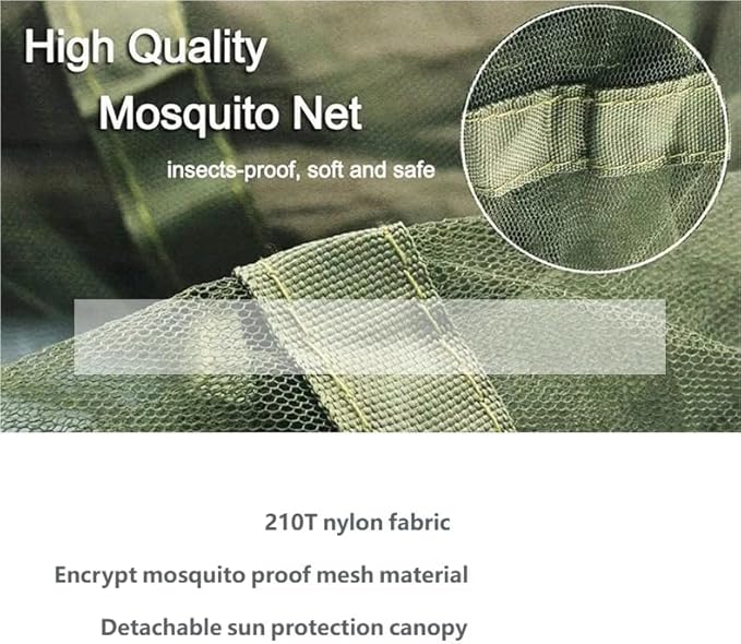 Outdoor Camping Hammock with Mosquito Net and Sun Canopy, Double Person Anti-Flip Design, Nylon Fabric, Portable with Detachable Rain Fly (C)