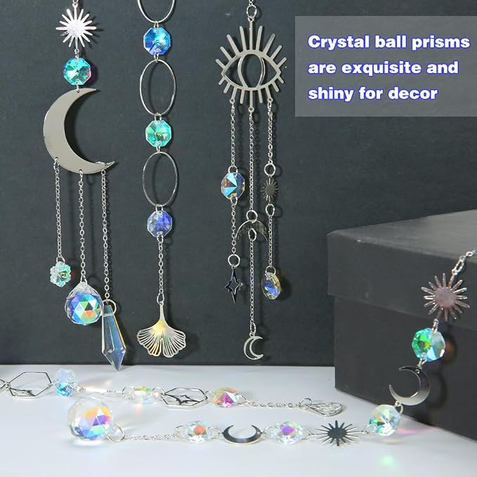 Sun Catchers, 10 Pcs Crystal Suncatcher Prism Hanging Kit for Indoor Window | Rainbow Maker Crystals Balls Pendants Ornaments for Home Outdoor Garden Backyard Patio Car Mirror Christmas Tree Decor
