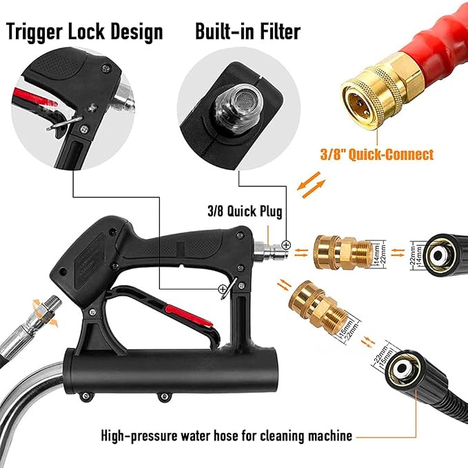 DYRABREST 39" Surface Cleaner Water Broom 5000 PSI Undercarriage Pressure Washer with 7 Nozzles, Professional Power Washer Broom Attachment for Hot and Cold Water Pressure Washer