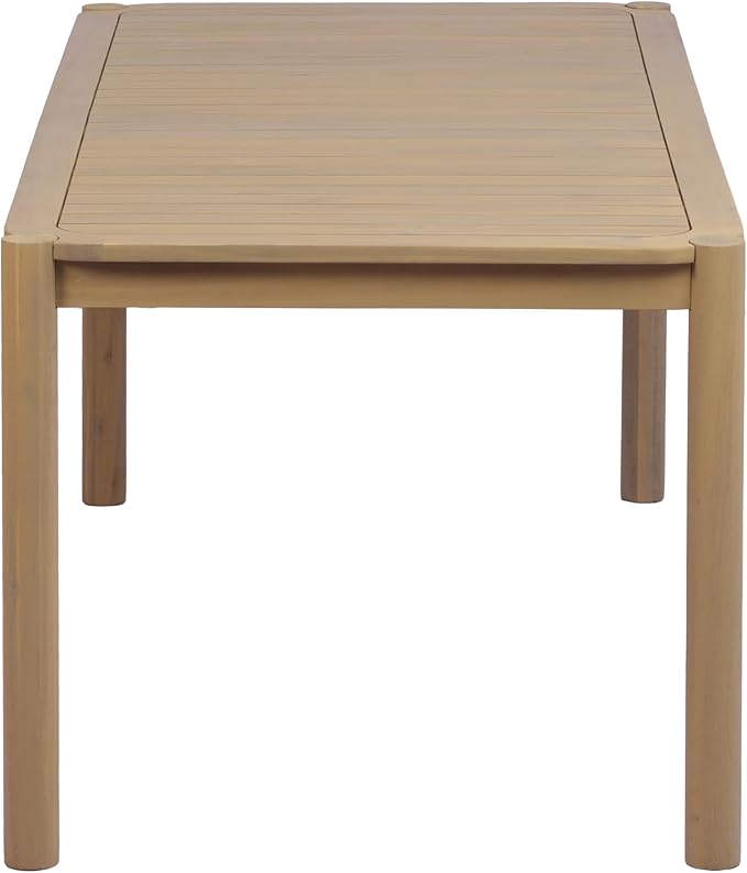 Christopher Knight Home Levi Acacia Wood Dining Table Set for 6, Solid Wood Outdoor Dining Set for 6, 7 Piece Patio Dining Table and Chair Set with Wicker Seat & Back, Light Gray + Light Teak