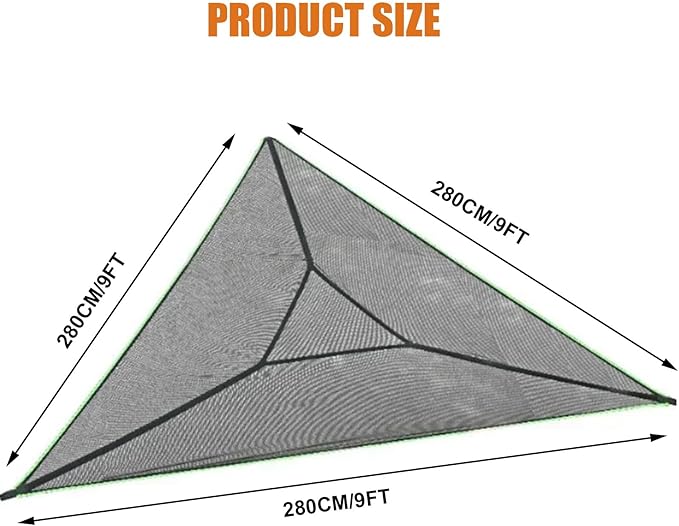 OVARIA Triangle Hammock, 9.8ft Camping Net Hammock Max 330 lbs, Portable Multi Person Hammocks with 3 Tie Down Straps Net Pocket