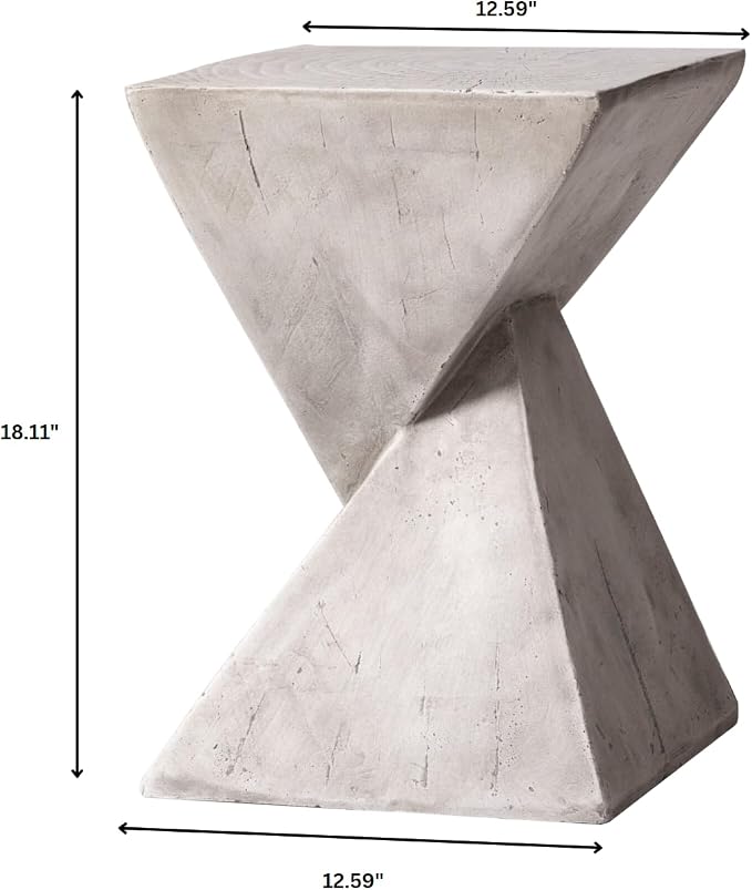 LeisureMod Modern Side Table Square Fiberstone Accent End Stool for Home, Outdoor Patio Log Table, Living Room Sofa, Night Stand, Weather-Resistant, Glint Series in Marble White