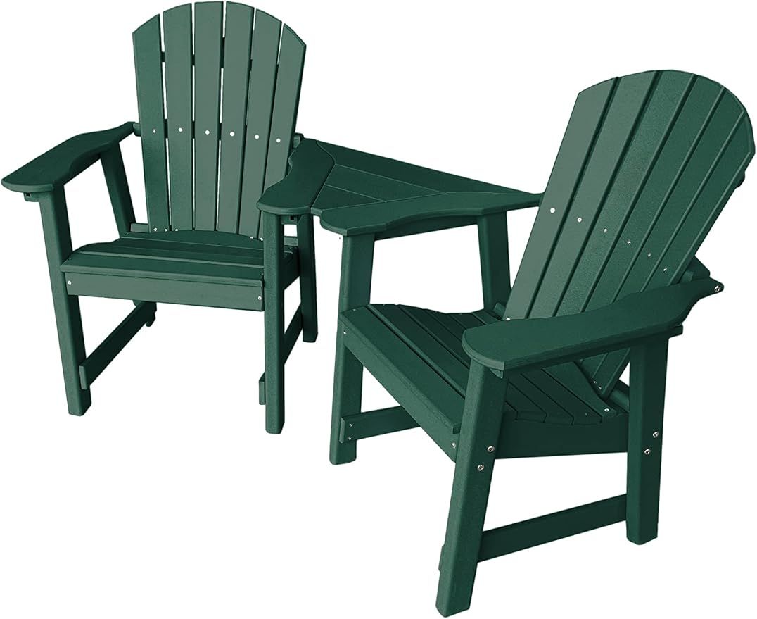 Phat Tommy 2 Chair Dining Table Set - Poly Outdoor Furniture - Small Patio Dining Set for Apartment Balcony Furniture, Recycled Poly Lumber Chairs and Table, Green