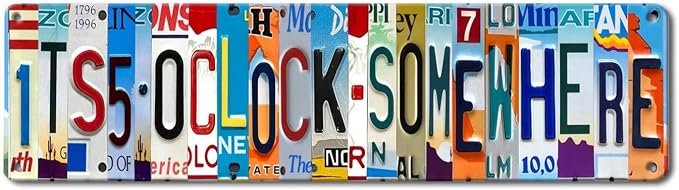 Bar Signs For Home Bar Decor Its 5 O'Clock Somewhere Funny Metal Tin Sign Outdoor Bar Accessories Vintage Surfboard Street Signs For Bedroom Wall Garage Decor It'S Five O'Clock Now Sign 4x16 Inch