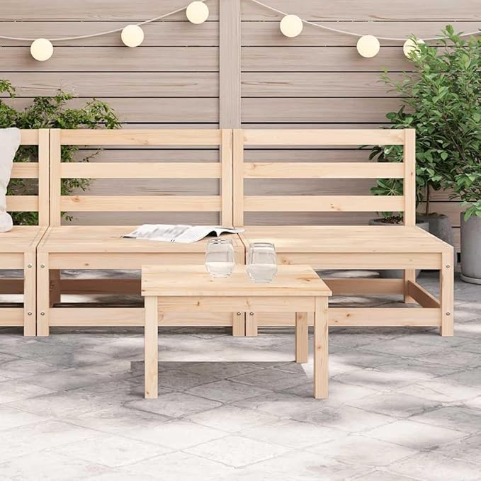 Rustic Brown Outdoor Sofa 27.6x27.6x26.4 in Solid Pine Wood Patio Couch Modular Sectional Loveseat for Garden, Deck and Balcony