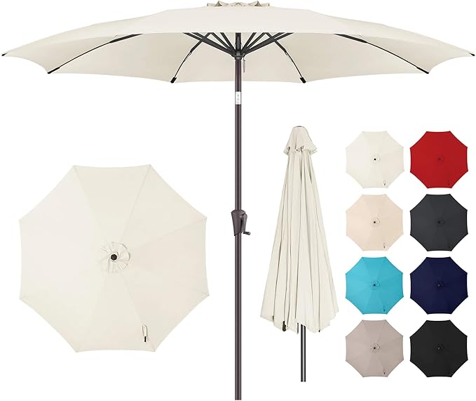 11FT Outdoor Patio Umbrella - Table Umbrella Waterproof UV Protection, Sombrillas de Patio with Push Button Tilt, Sun Umbrella for Pool, Porch, Garden, Deck, Backyard (Ivory)