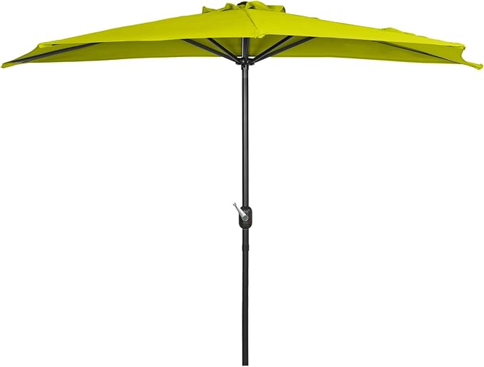 WO Home Furniture 9 ft Half Market Outdoor Umbrella With Sturdy Half Base included, Polyester Canopy, All Weather and UV Resistant for your Patio, Awning, Window, Garden, Balcony, Lime Green