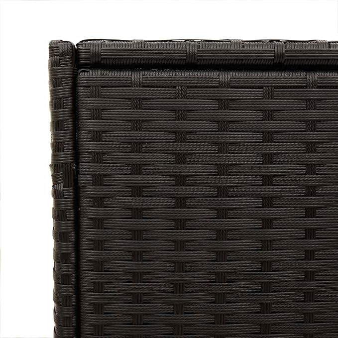 Black Garden Storage Box 74.8 Gal PE Rattan Patio Storage Box with Water-Proof Bag and Powder-Coated Steel Frame for Cushions and Blankets