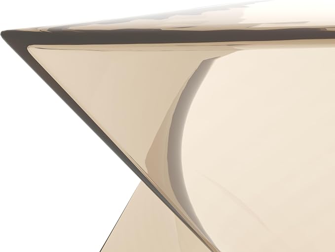 LeisureMod 15.75" Triangular Side Table, Stackable Plastic Accent End Table for Indoor & Outdoor Use, Weather-Resistant Modern Patio & Living Room Table, Set of 2, Amber (Transparent)