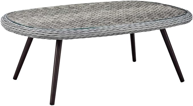 Modway EEI-3179-GRY-GRY-SET Endeavor 3 Piece Outdoor Patio Wicker Rattan Sectional Sofa Set, Gray