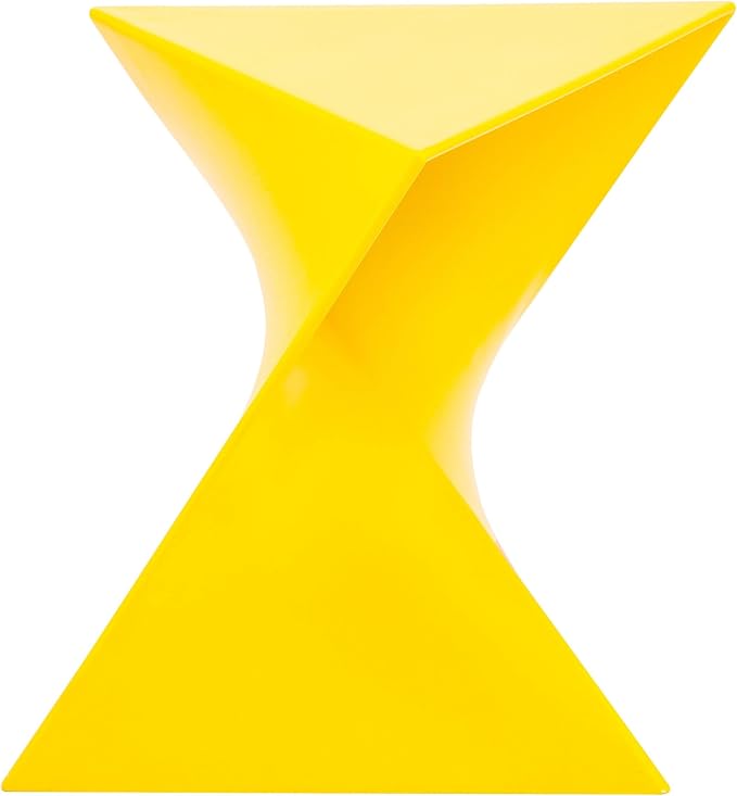 LeisureMod 15.75" Triangular Side Table, Stackable Plastic Accent End Table for Indoor & Outdoor Use, Weather-Resistant Modern Patio & Living Room Table, Set of 4, Yellow