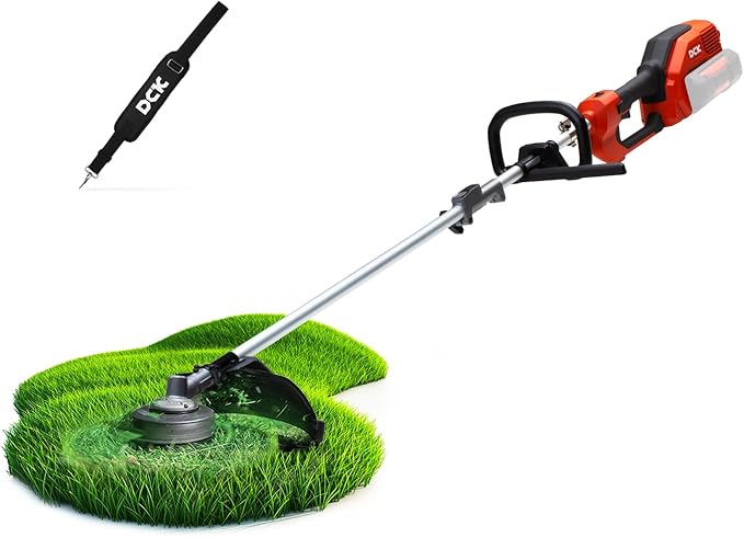 DCK Powerful String Trimmer & Edger - 15-Inch Telescopic Carbon Fiber Straight Shaft Cordless Weed Wacker with Wrench and Shoulder Strap (Tool Only)