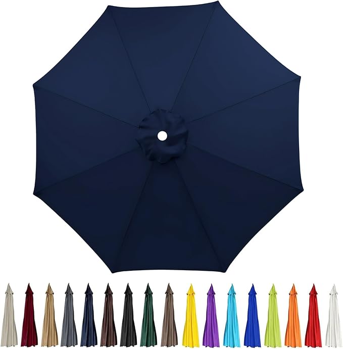 9ft Patio Umbrella Replacement Canopy for 8 Rib, Outdoor Table Market Yard Umbrella Replacement Top Cover (Canopy Only),Navy
