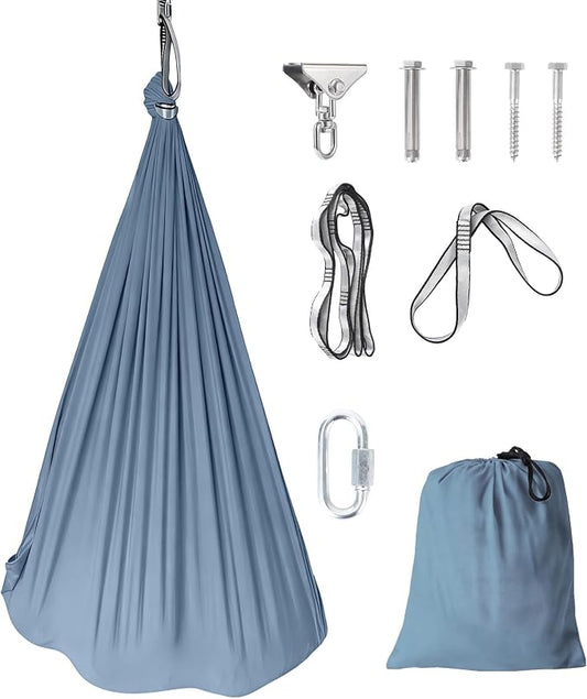 Sensory Swing, Indoor Outdoor Cuddle Hammock for Kids and Adults, with Heavy Duty Hardware, 360° Swivel, Calming Swing for Autism, ADHD and Sensory Integration
