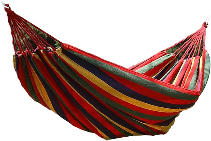 MAVIS LAVEN Portable Hammock, Polyester Cotton Single Double Hammock with Anti Rollover Design for Camping Outdoor Indoor Patio Backyard (Red)