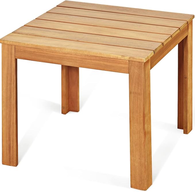 Tangkula Outdoor Square Side Table, Oversize Adirondack Side Table, Acacia Wood Frame w/Oil Finished, All-Weather, Indoor Outdoor Patio Poolside End Table, Weight Capacity 220lbs, 18 x 18 x 16 Inch