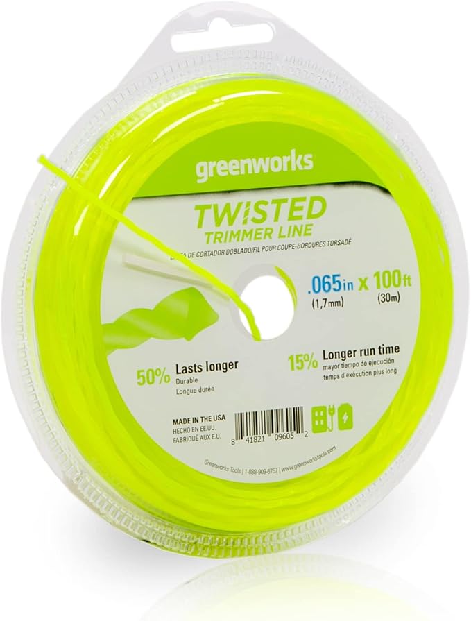 Greenworks 40V Cordless String Trimmer and Leaf Blower Combo Kit, 2.0Ah Battery and Charger Included & 0.065" 100-Foot Twisted String Trimmer Line