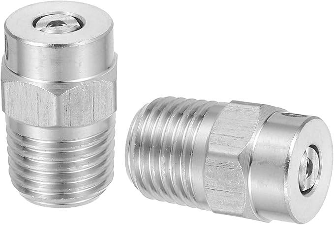 uxcell 2Pcs Pressure Washer Nozzle, Stainless Steel Thread Nozzles Tips, Universal Replacement for Undercarriage Cleaner Water Broom, 1/4 Inch NPT Male, 15 Degree 110 Orifice