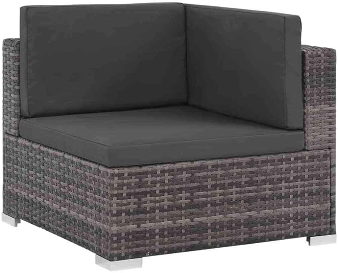 vidaXL Patio Furniture Set 8 Piece, Patio Conversation Set with Cushions, Outdoor Sectional Sofa with Coffee Table for Garden, Poly Rattan Gray