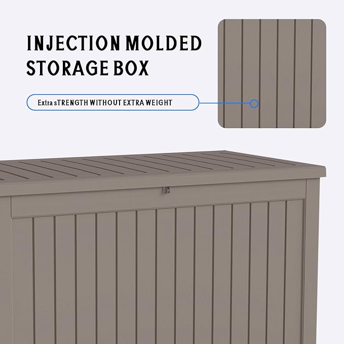 FEFLO 230 Gallon Waterproof Resin Deck Box, Heavy-Duty Outdoor Storage Box | Lockable Lid & UV-Resistant Patio Storage Chest for Garden Tools, Pool Accessories, Package Delivery, Toys, Furniture