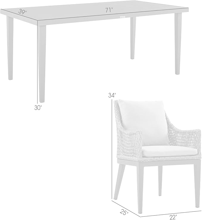 armen LIVING Grenada 5 Piece Grey Aluminum Outdoor Dining Set with Grey Fabric
