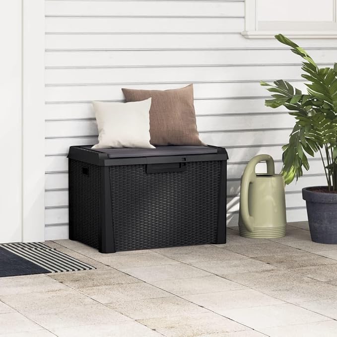 Garden Storage Box Anthracite Polypropylene 33 Gallon Rectangular Deck Box for Patio Furniture Cushions Outdoor Tools and Terrace Decor Matte Finish 28.7 Inch Width