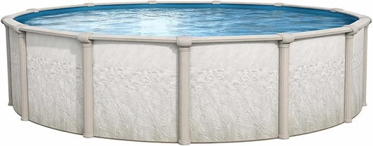 Lake Effect Pools 'Antigua' 27 ft Round Above Ground Swimming Pool | 52 Inch Steel Sided Walls | Kit Includes: 25 Gauge Overlap Liner & Widemouth Skimmer