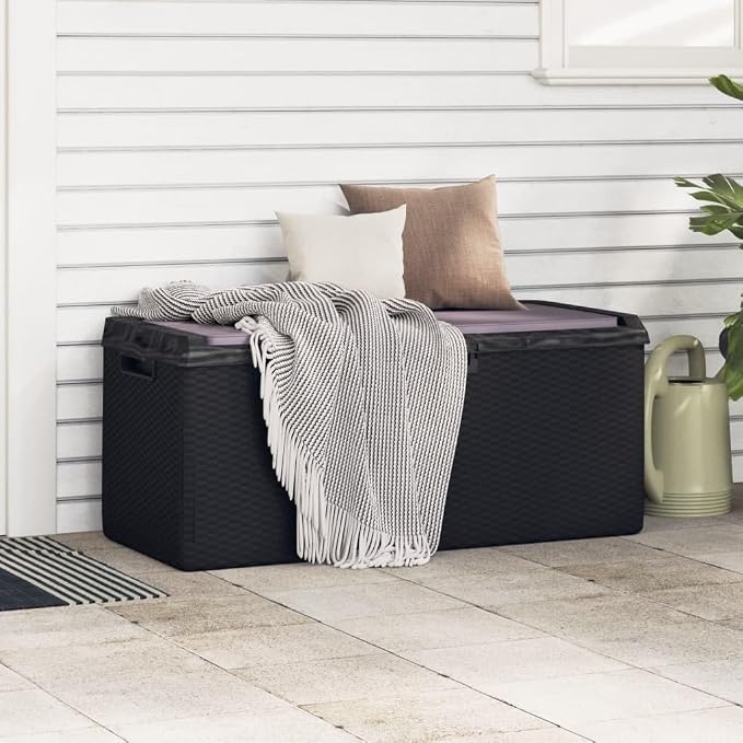 48.8" Large Deck Box Anthracite Outdoor Storage Bin 92.5 Gallon UV-Resistant Polypropylene Patio Storage Chest with Gas-Lift Lid for Garden Patio and Terrace