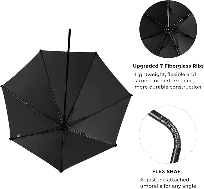 Prospo Adjustable Beach Umbrella with Universal Clamp, Portable UPF 50+ UV Protection Umbrella for Chair, Wheelchair, Golf Cart, Stroller, Bleacher, Patio