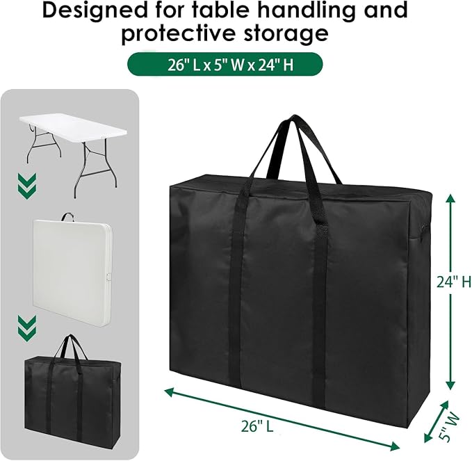 Folding Table Storage Bag, Portable Carry Table Bag for 4FT Folding Picnic/Camp Tables, Waterproof Folding Table Cover with Handles(bag only)- 26" D x 5" W x 24" H