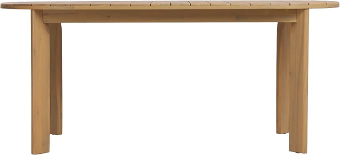 Christopher Knight Home Linda 70.67" Outdoor Dining Table, Solid Acacia Wood Patio Table for Patio Furniture Set, Modern Dining Table with Slat Panel Oval Top for Deck Garden Backyard, Light Teak
