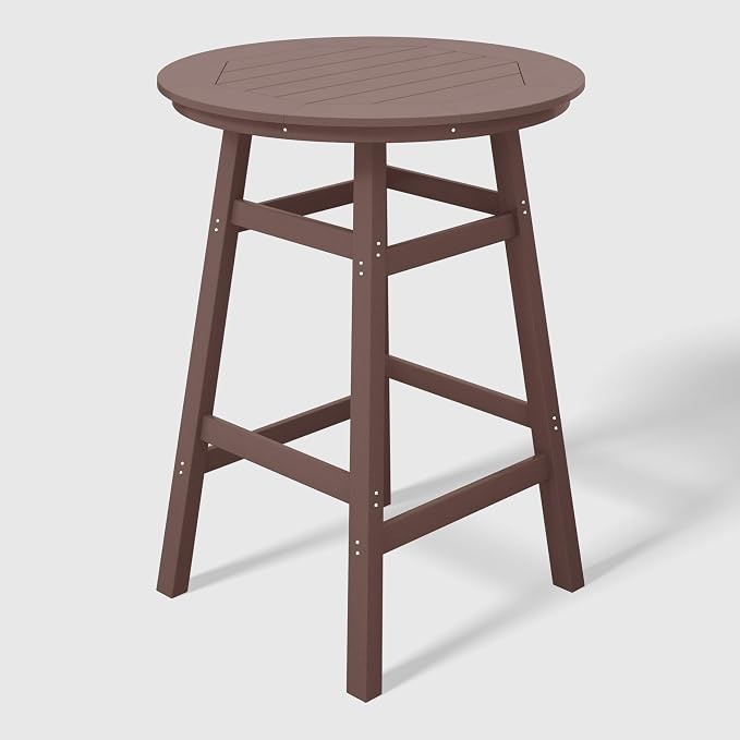 WestinTrends Malibu Outdoor 35" HDPE Round Patio Bar Height Table, Dark Brown