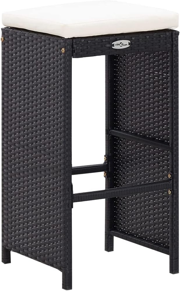 9 Piece Patio Bar Set,Wooden Picnic Tables Seating Set Conversation Patio Furniture for The Patio, Deck, Front Porch, Poolside or Balcony Poly Rattan Black