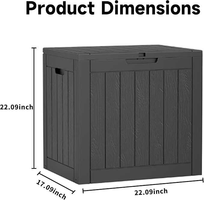 EasyUp 32 Gallon Resin Deck Box Waterproof, UV Resistant Outdoor Storage Box for Delivery, Patio, Garden,and Porch,Striped Black