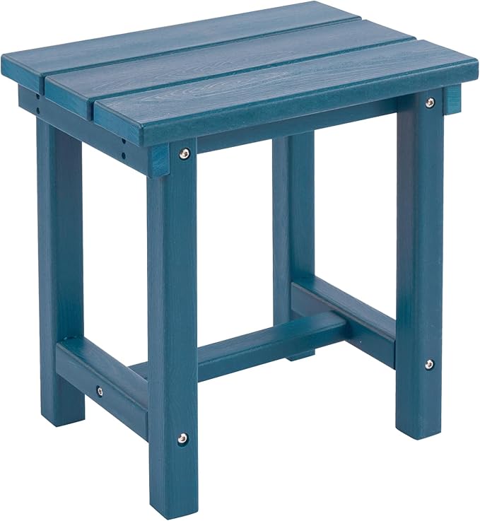 Furnimart 16.5" Adirondack Square Outdoor Side Table, Extra-Thick HDPE Weather-Resistant Teal Blue Small Patio End Table for Garden, Balcony, Yard, Deck, Poolside(Teal Blue)