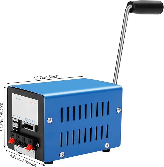Hand Crank Generator Portable Manual Generator 3v/5v/6v/9v/12v/15 Volt Generator Emergency Generator for USB Mobile Phone Computer Charging