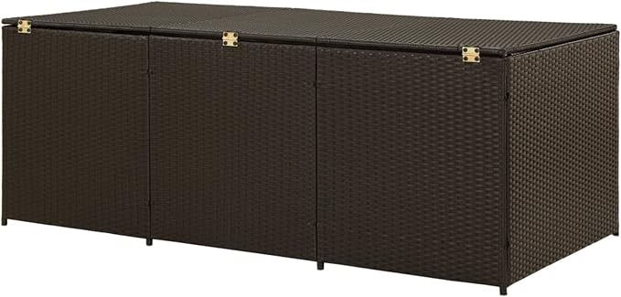 Patio Storage Box Deck Storage Box Outdoor Storage Cabinet Waterproof Storage Containers Storage Outdoor Poly Rattan 70.8"x35.4"x29.5" Brown