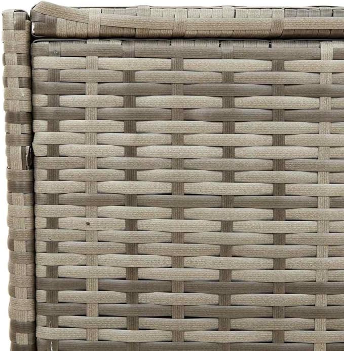 Grey Rattan Garden Storage Box with Powder-Coated Steel Frame, UV-Proof and Water-Resistant Outdoor Storage Container, 283 Liter Capacity for Cushions and Essentials, Medium