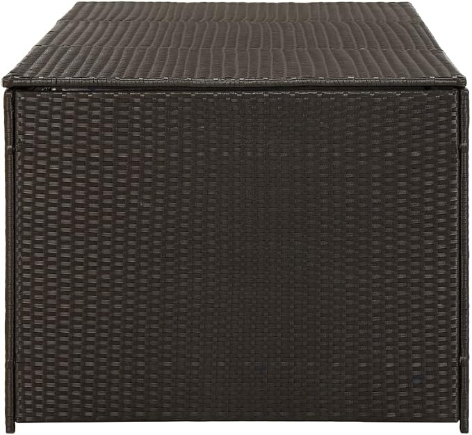 Patio Storage Box Poly Rattan 70.8"x35.4"x29.5" Brown Patio Garden Outdoor Storage Container, Furniture Deck box (Weight:58.2 lbs)