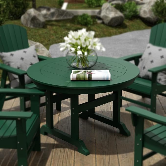 HDPE Laguna 47" Round Dining Table,Dark Green