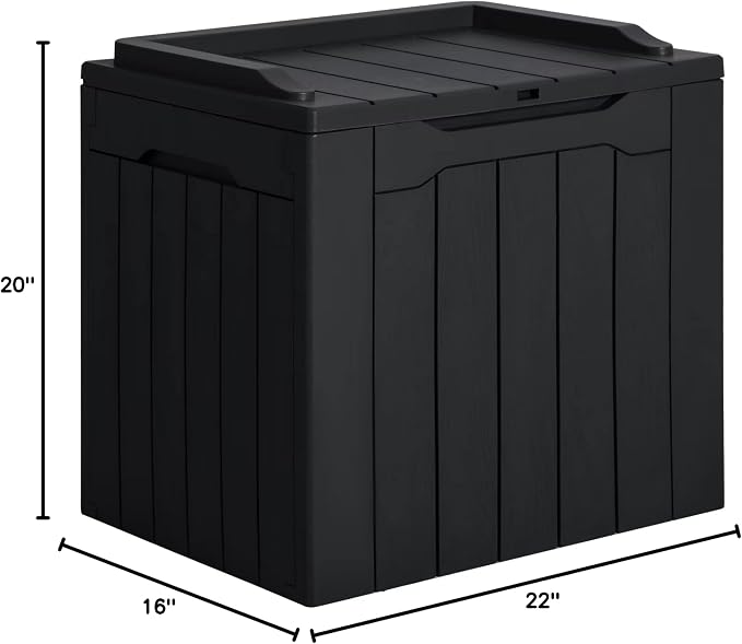 JUMMICO 31 Gallon Resin Deck Box Waterproof Indoor Outdoor Storage Boxes for Patio Furniture Cushions and Garden Tools (Black)