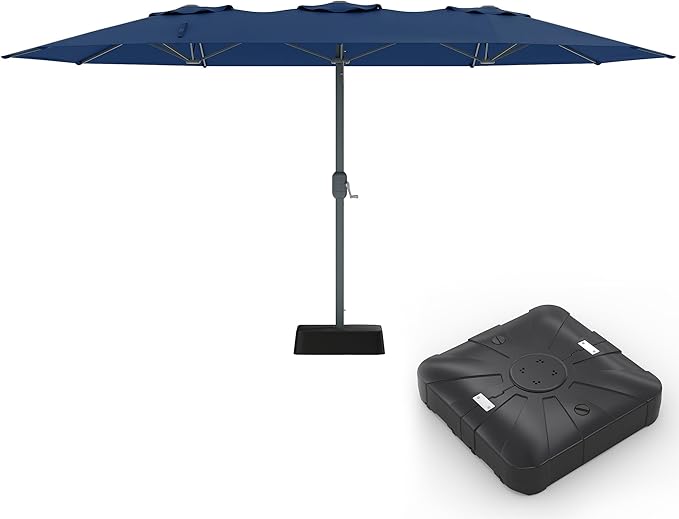 9x15 ft Large Outdoor Umbrella with Base Included, Extra Wide Patio Umbrella with UV Protection, Heavy Duty Backyard & Pool Umbrella with 12 Ribs for Garden Patio Balcony
