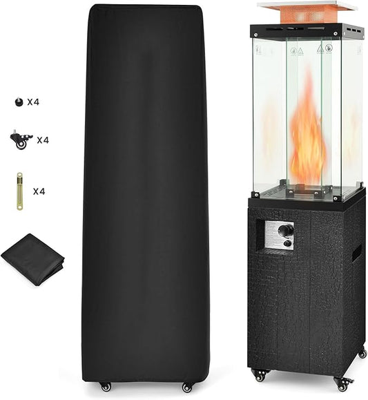 Giantex 41,000 BTU Outdoor Heater, Propane Patio Heater, Outside Space Heater with Protective Cover, Wheels & Adjustable Feet, CSA Certification, Portable Gas Heater for Garden, Yard (Black)