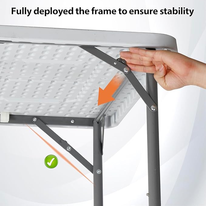 Folding Event Table, Heavy Duty Picnic Table Indoor Outdoor Camping, 3FT Portable w Handle Lock for Banquet, White